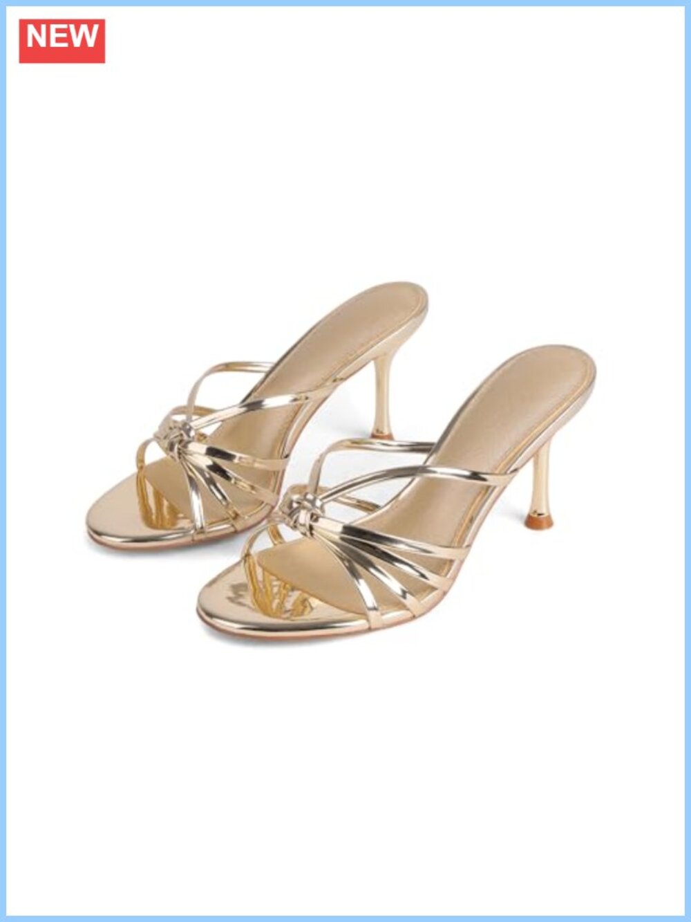 Strappy Kitten Heels Open Toe Slip-On Heeled Sandals Faux Leather